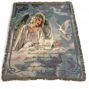 VTG Angel Graphic Quote Tapestry Throw Blanket